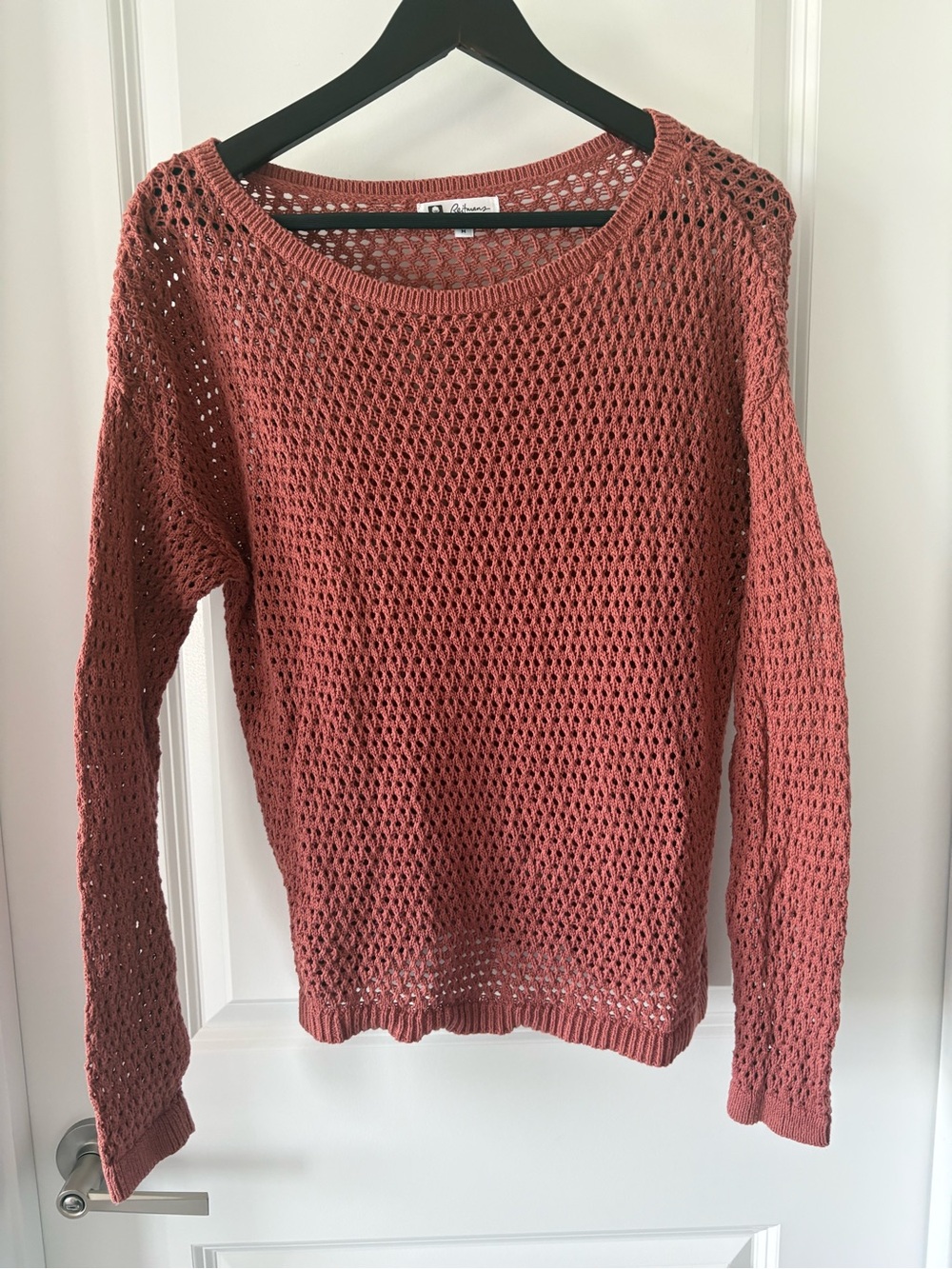 Reitmans Open Knit Cotton Blend Sweater Rust Pink Medium